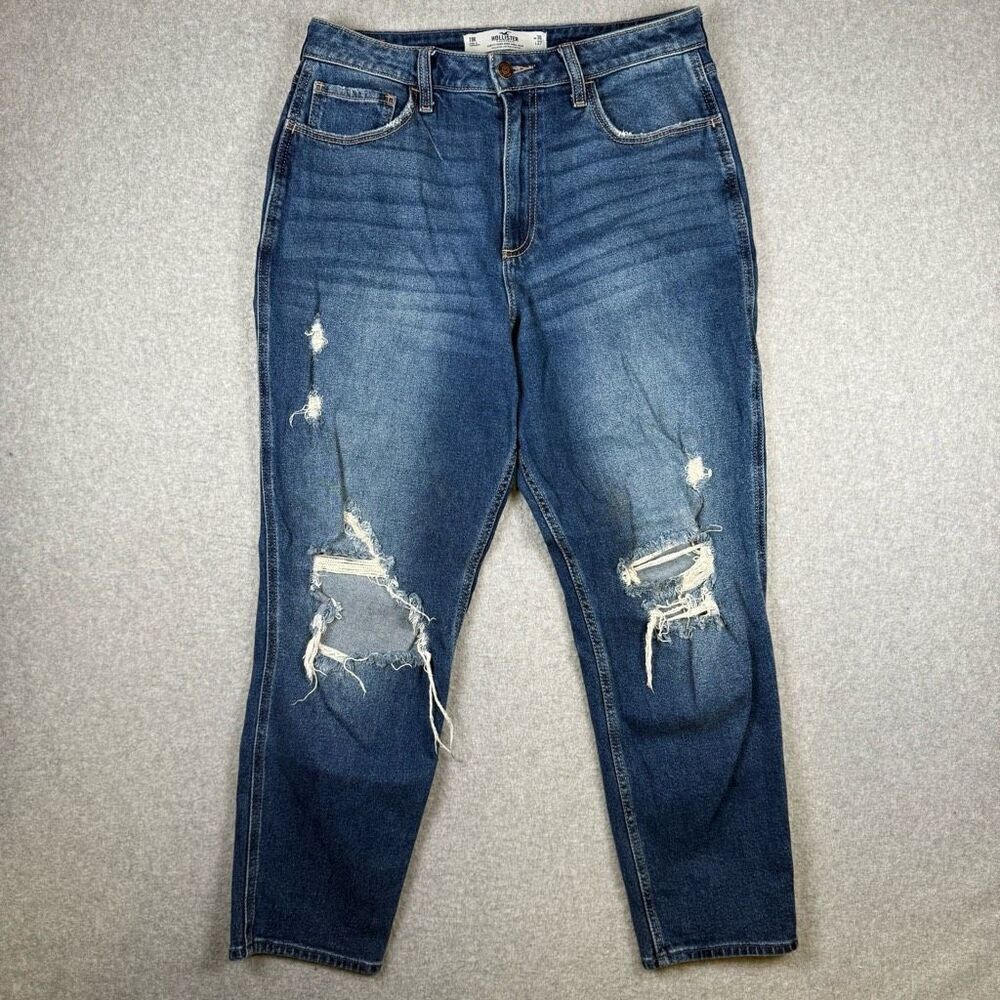 Hollister Womens Size 30 High Rise Curvy Mom Denim Jeans Blue Distressed